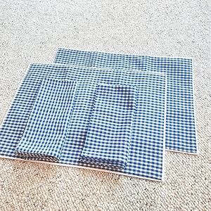 Pottery Barn Blue & White Gingham Placemats & Napkins Set of 2 Each Cotton